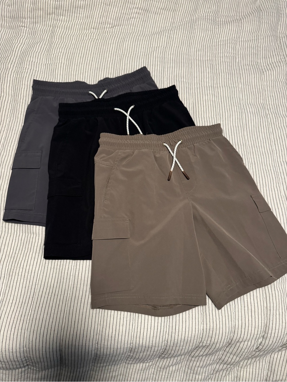all in motion Boys Cargo Drawstring Shorts - Taupe, Black, Gray